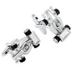 Formula One F1 Race Car Style Mens Stainless Steel Cufflinks (Black, Silver)