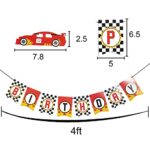 Race Car Happy Birthday Banner Party Decorations-Racing Party Sign,Let’t Go Racing Checkered Flag Party Themed Party Supplies Decorations Wedding Party Favors