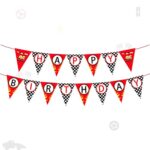 Race Car Happy Birthday Banner Party Decorations ,Racing Themed Party ?Racing Party Sign,Let’t Go Racing Checkered Flag Party Themed Party Supplies Decorations