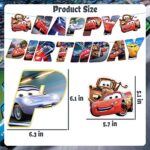 Cars Birthday Party Supplies, Double Side Printed Cars Party Favors Themed Banner with Hanging Swirls for Cars Party Decorations