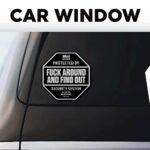 FAFO Sticker Security Warning Sign [2-Pack] Protected by Fuck Around and Find Out Decal for Truck, Window | Funny Car Stickers, Secured by Tactical Home Security System (Sticker – Black/Silver)
