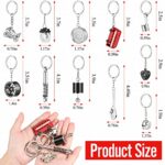 11 Pieces Auto Parts Metal Key Chain Set Spinning Turbo Keychain Wrench Keyring Motorcycle Helmet Key Holder Wheel Tire Rim Brake Rotor Keychain for Car Lover Christmas Graduation Father’s Gift