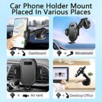 Lusosh Universal Car Phone Holder Mount,[Off-Road Protection&Military-Grade Suction] Hands Free Dashboard Windshield Air Vent Phone Holder for Car Fit for All Smartphones