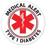 Medical Alert Reflective Decals by ColorSurge | For Wheelchairs, Car Bumpers & Windows | Weatherproof & UV Resistant | Indoor & Outdoor Use (Type 1 Diabetes, Small, 2 Pack)