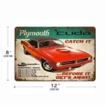 Gellyposter Metal Tin Signs Plymouth Cuda Catch It Before It Gets Away Vintage Retro Car Auto Tin Sign Metal Sign TIN Sign 8×12 Inch