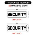 2 Pack (18×6″) Heavy Duty Security Officers Magnetic Signs For Patrol Vehicles, Security Guard Trucks, SUV and Cars, Rover, Patrol Security 18″×6″ (2 Pack) (White)