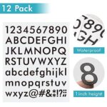 Numbers 0-9 and Letters A-Z 12 Sets, Self-Adhesive Vinyl Letters Numbers Kit, Modern Mailbox Numbers Sticker for House, Signs, Window, Door, Cars, Trucks, Business, Address Number, Name