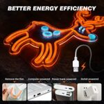 Eufrozy Cute Neon Sign for Wall Decor Bedroom 6 Dimmable Elk Deer Led Neon Night Light Animal USB Powered for Girls Children Kids Birthday Gift Living Room Holiday Party Reindeer Décor Window