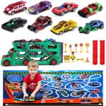 Toddler Boys Toys for 3-4 Year Old,Large Transport Cars Carrier Set Truck Launcher Toys with 8 Die-cast Vehicles Truck Toys Cars,Ideal Gift Toys for Kids Age 3-7