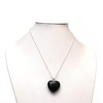Gempires Natural Black Obsidian Heart Crystals Pendant Necklace, Silver Plated 18 + 2 Inch Adjustable Chain (Black Obsidian)
