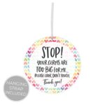 Watercolor Rainbow Hearts Stop No Touching Baby Car Seat Sign/Rainbow Baby Stroller Tag