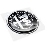 3D Sticker Alfa Romeo Logo, Black and White, 75 mm