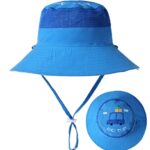 Connectyle Infant Baby UPF 50+ Sun Hat Toddler Boy Adjustable Large Brim Bucket Hat Car/Royal Blue S