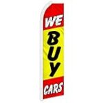 We Buy Cars Swooper Feather Flag – Great for Dealerships and Car Lots