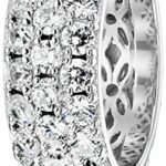 Amazon Collection Platinum-Plated Sterling Silver 3 Row Pave Ring set with Round Infinite Elements Cubic Zirconia (3.45 cttw), Size 6