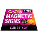 1-Pack, 24″x24″ Custom Magnet Sign in Full Color for Business and Advertising, 30 mil Customized Vinyl Car Magnets, Personalized Magnetic Sheets for Company Storefront & Vehicles
