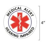 Medical Alert Stickers (Pack of 2 Stickers) Reflective Decals, for Wheelchairs, Windows, Car Bumpers, Indoor and Outdoor Use (Hearing IMPAIRED)