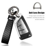 Key Chains for Car Keys, Car Key Chain Accessories Mens Keychain Carbon Fiber Keychain for Men Universal Leather Keychain Key Ring, Keychain with Anti Lost D-Ring Black Screwdriver