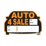 HY-KO Products 22121 AUTO for Sale DIE Cut Plastic Sign, 8.5 in x 12 in, Orange/Black