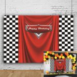 Car Backdrop for boy Party Racing Competition Photography Background 6x5FT Car Racing Flag Superman Cloak Theme Decoration Supplies