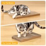 Poils bebe 5 PCS Cat Scratcher with Box, Reversible Cat Scratchers for Indoor Cats, Cardboard Cat Scratcher with Catnip, 2 Curved and 3 Flat Boards for Scratching Bed