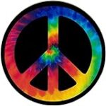 Peace Sign (Tie Dye) – Small Bumper Sticker or Laptop Decal (3.5″ Circular)