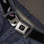 Buckle-Down Seatbelt Belt – CORVETTE/C7 Logo Black/Silver/Red – 1.5″ Wide – 24-38 Inches in Length