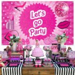 Hot Pink Let’s Go Party Banner Princess Themed Banner Photo Frame Photography Background Girls Women Birthday Bachelorette Party Banner Decorations Photo Props Party Favor