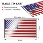 2 Pack American Flag Sticker, 3D Car Military Patriotic Emblem Decal, Color 5″x 3″ Small Bumper US Stickers Decal Compatible with with Jeep, Trucks, RV, SUV and More (One Left and One Right)