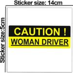 Biomar Labs® 2 x Vinyl Stickers Caution Woman Driver Lady on Board Safety Sign Funny Warning Decal Car Auto Tuning B 255