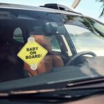 2PCS Car Stickers, Funny Stickers Warning Sign Suction Cup Reusable Baby on Board Square(Yellow + Black)