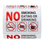 Hybsk 3×2 Inch No Smoking Eating Or Drinking with Symbols OSHA Vinyl Label Decal Sticker