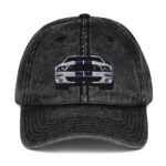 Shelby Mustang GT 500 Vintage Cotton Twill Cap for The Classic Car Road Rally Enthusiast Charcoal Grey