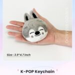 Swico Remado Kpop Keychains Cute Cartoon Keyring Car Key Pendant Women Handbag Wallet Pendants Stray SKZ Kids (Beige-PuppyM)