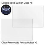 Rilkone Sign Holders, Clear Sun Protection Rideshare Sign/Parking Permit, 2 Pack PVC Removable Pocket Holder with 8 Strong Double Sided Suction Cups