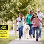 Slow Down This Is Our Neighborhood Not A Racetrack Caution Yard Sign, Bright Yellow, Double Sided with Metal Stand 12″x18″, Kids at Play Warning for Street