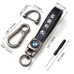 ROGNER Genuine Leather Car Key Chain Metal Car Keyring Keychain Compatible with Car Key Fob Work with BMW M Series M1 M3 M5 X1 X5 X6 Z4 3 5 7 Series,Car Key Fob Accessory Men Women,Black.