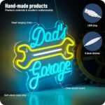 Garage Neon Sign for Wall Decor Dad’s Garage LED Signs Car Neon Signs for Auto Repair Shop Man Cave Workshop Garage Accessories USB Powered Neon Signs for Car Décor (12.6 x 16.5 in)