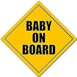 Magnetic Caution Sign Baby On Board Magnet (Safety Safe Infant for car Truck or Van (5 x 5 inch (tip to tip)