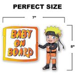 Baby on Board Sign Super Funny Cartoon Sticker to Caution Drivers by Placing Warning Decals on Car Accessories Windows Bumpers for Safety Measures Perfectly Designed Anime in |5″ Height X 7″ Width|