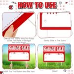 Thyle 12 Pcs Garage Sale Sign 16″ x 12″ Garage Sale Signs Bulk with Stakes Plastic Sale Signs with Arrows Waterproof Weather Resistant Rummage Sale Signs (Red)