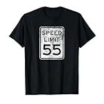 Speed Limit 55 MPH Road Sign Driving Fan Graphic T-Shirt