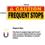 TOTOMO Red Caution This Vehicle Makes Frequent Stops Magnet 10″X3.5″ Reflective Magnetic Safety Warning Sign Sticker for Carrier delivery Car Amazon Flex Driver (2 Pack)