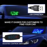 Led Light Signs for Car, Blue Bumper Stickers Car Light Sign Decal for Windshield with Suction Cups & Universal USB-Plug, Glow Light Board Sign Car Accessories Suitable for All Cars (Green/Blue)