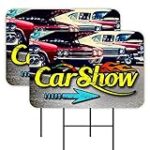 2 Pack Car Show 16″ x 24″ – Double-Sided Print, with Metal Stakes