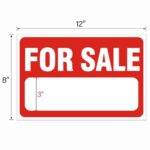 4 Pack for Sale Sign Car Sticker, 12″ x 8″ Premium Self-Adhesive Vinyl Sale Sign Decal for Garages, Boats, Large Space for Handwriting Red