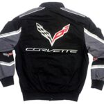 JH DESIGN GROUP Corvette C7 Twill Jacket with Embroidered Logos by JH Design, Medium, Black