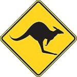 Offbeat Stickers Kangaroo 3” Sticker Crossing Sign Australia Outback Animal Zoo Hope Marsupial Decal for Car Bumper Truck Window Laptop