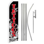 Tattoos Swooper Feather Advertising Flag & Pole Kit – Perfect for Tattoo Shops, Piercing Shops, Festivals