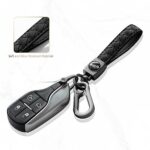 Gkeygo Carabiner Keychain, Universal Heavy Duty Woven Handmade Leather Key Chain, Car Fob Key Keychains with 360 Degree Rotatable Snap Swivel and Anti-Lost D-Ring for Men and Women, Gunmetal – Black